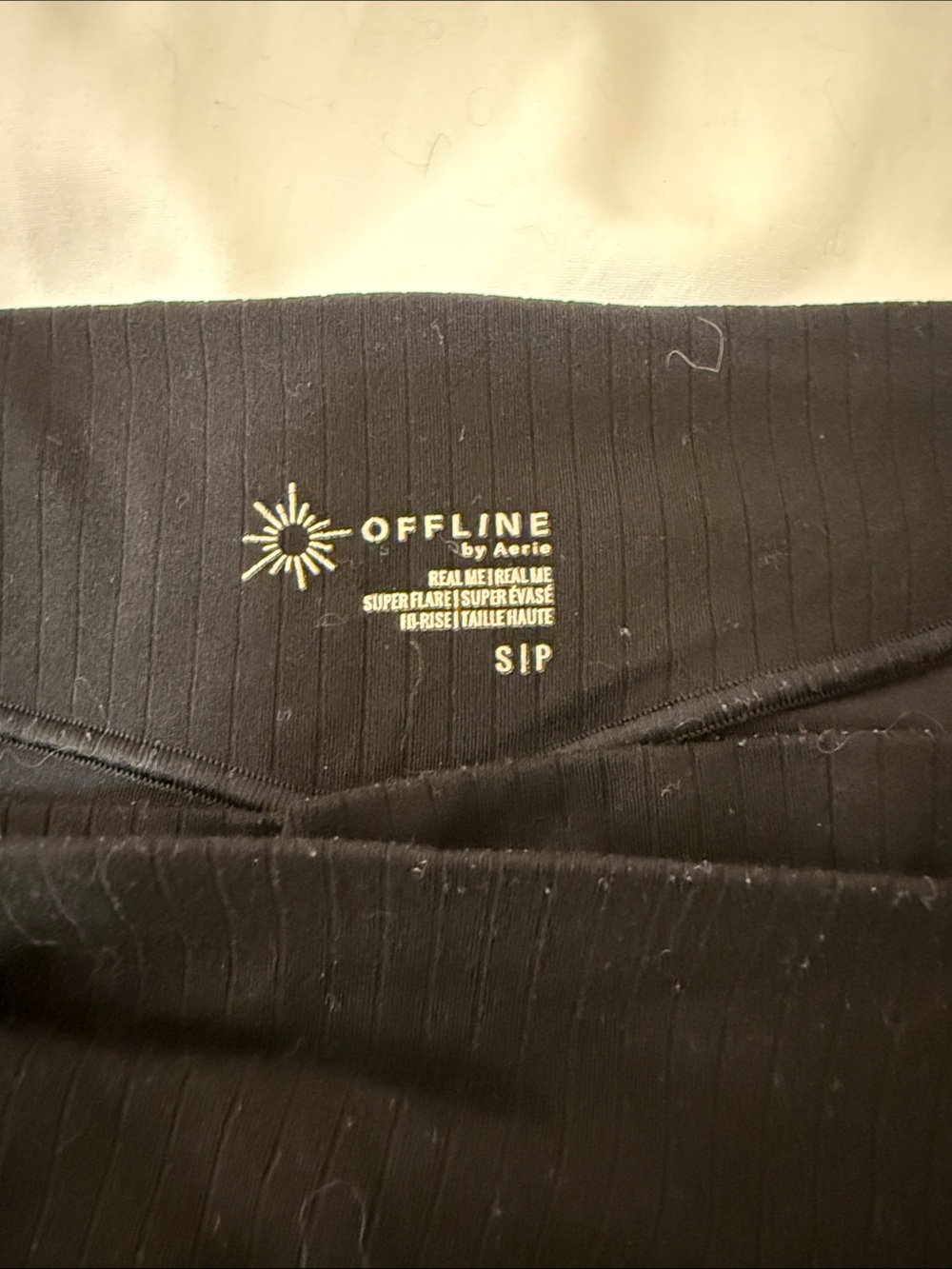 Aerie Black Ribbed OFFLINE High-Rise Super Flare Leggings